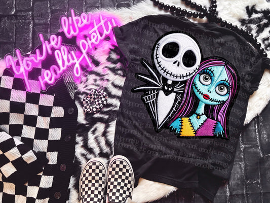 Faux embroidery Jack and Sally