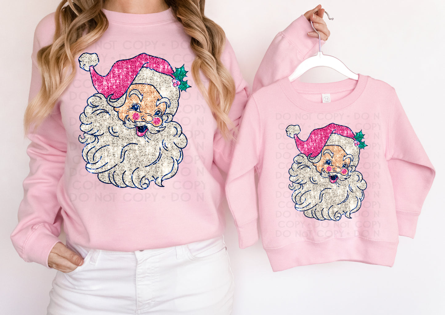 PINK FAUX GLITTER SANTA