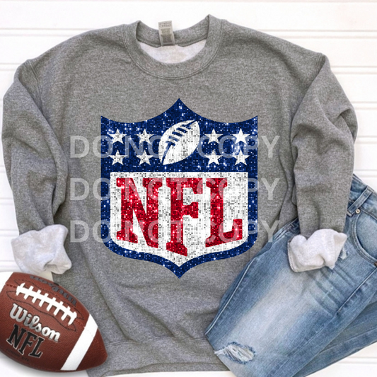 FAUX SEQUIN NFL RED WHITE BLUE