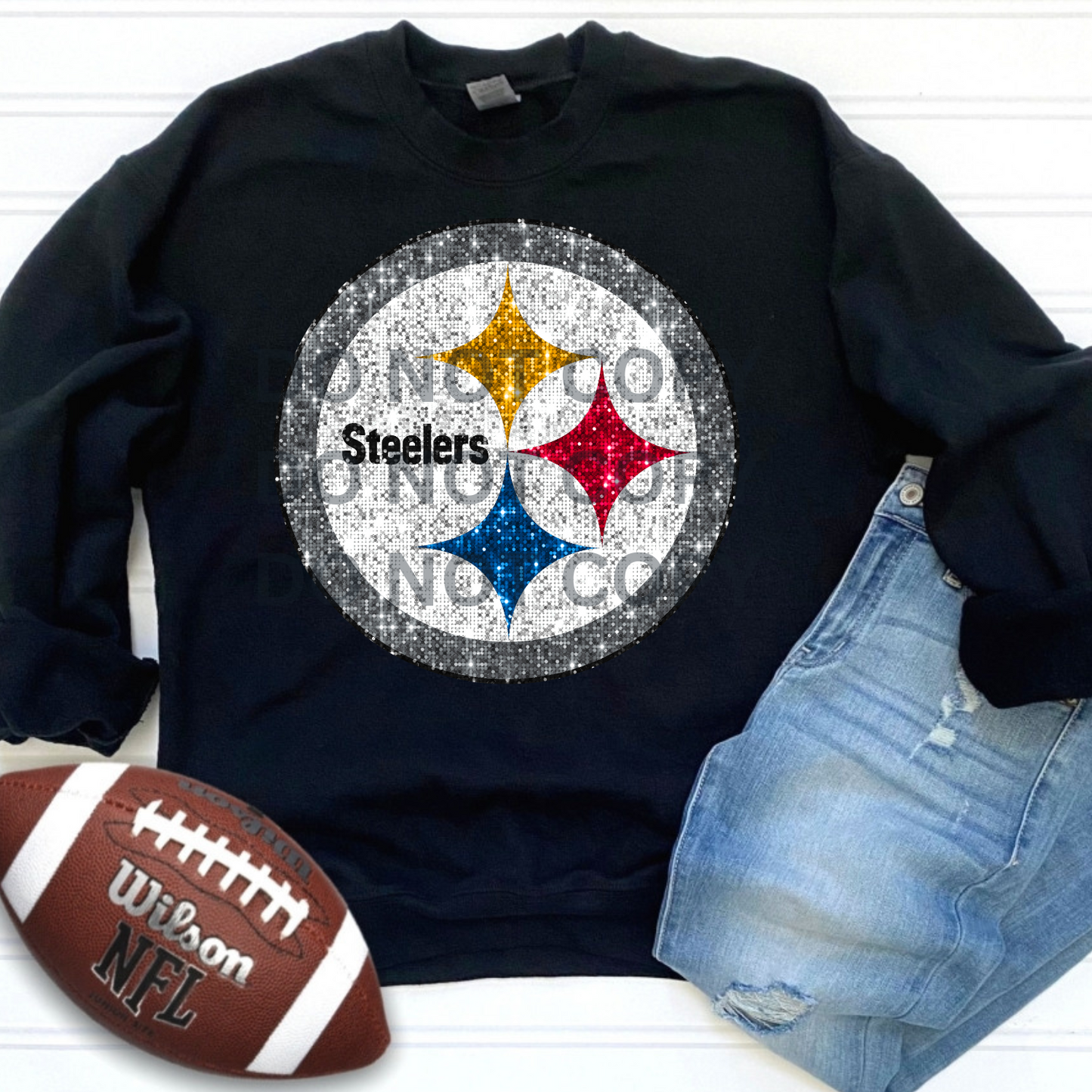 FAUX SEQUIN STEELERS