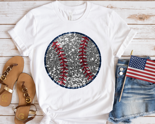 baseball faux glitter