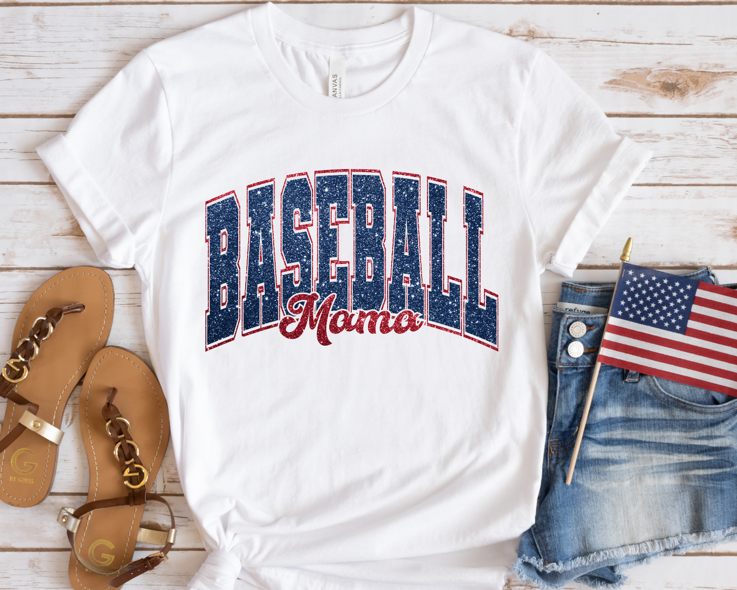 baseball mama faux glitter