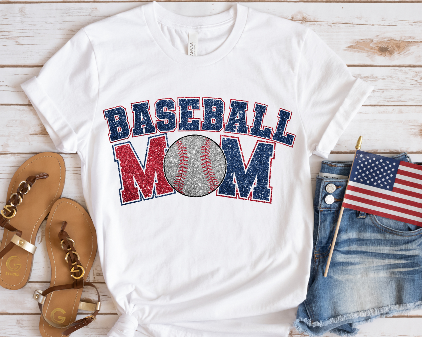 baseball mom red white blue