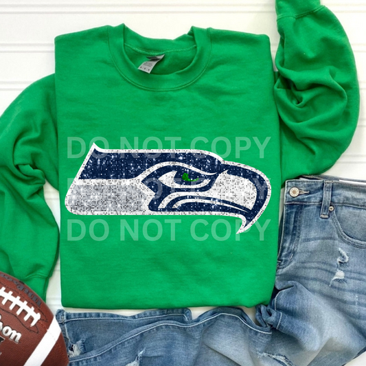 FAUX SEQUIN SEAHAWKS