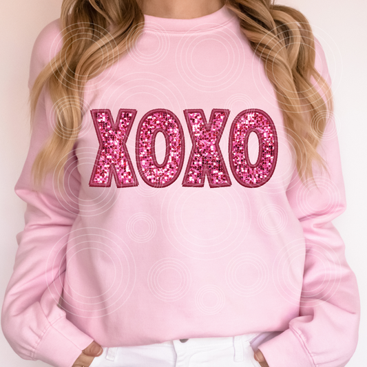 xoxo pink faux embroidery