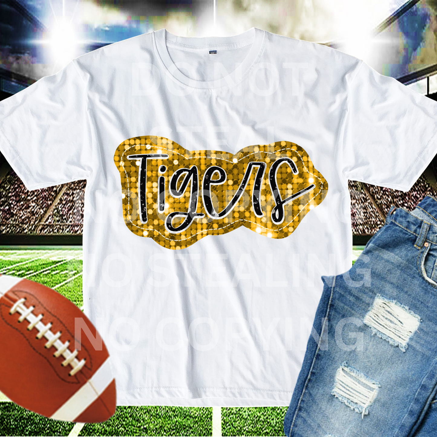 gold tigers faux sequin