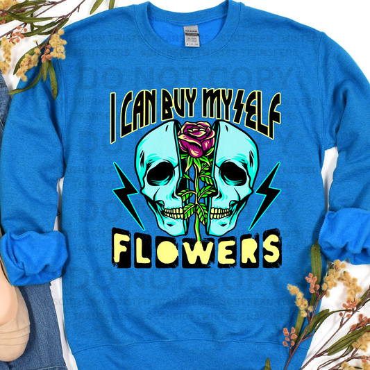 I Can Buy Myself Flowers Skull - Blue